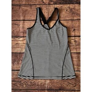 Zella Women's Size Medium Double Scoop Ocean Stripe Tank Top‎ Shirt Stretch